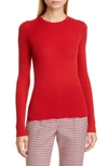 Michael Kors Ribbed Cashmere Knit Crewneck Sweater In Crimson