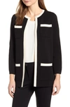 ANNE KLEIN PARIS OPEN FRONT COTTON BLEND CARDIGAN,10756924