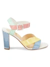 CHRISTIAN LOUBOUTIN Palavas Patent Leather Striped Ankle-Strap Sandals