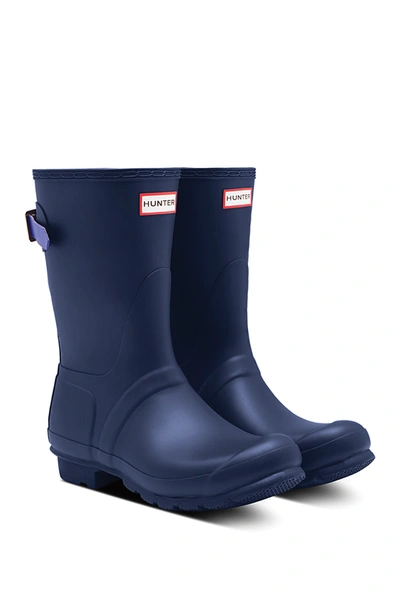 Hunter Original Short Back Adjustable Waterproof Rain Boot In Mdy Elestm