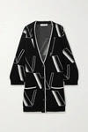 VALENTINO OVERSIZED INTARSIA WOOL AND CASHMERE-BLEND CARDIGAN