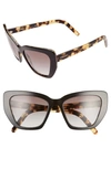 Prada 55mm Gradient Cat Eye Sunglasses In Black/ Grey Gradient