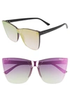 Quay Come Thru 56mm Gradient Cat Eye Sunglasses In Pink/ Black