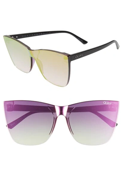 Quay Come Thru 56mm Gradient Cat Eye Sunglasses In Pink/ Black