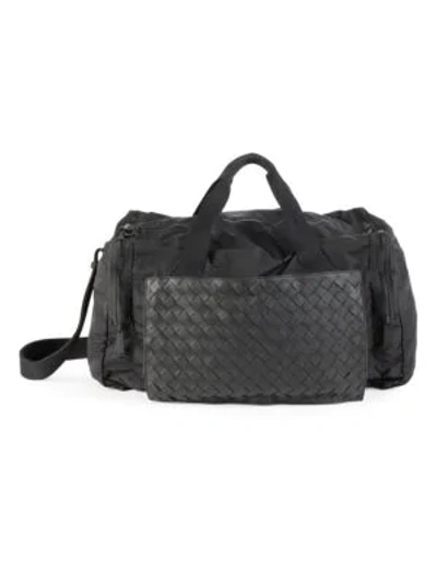 Bottega Veneta Leather & Nylon Packable Duffel Bag In Black