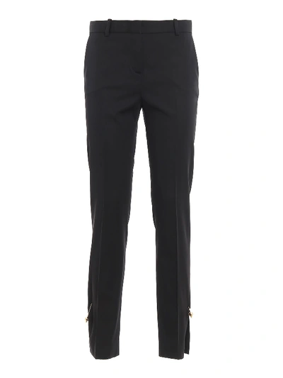 Versace Cigarette Trousers With Iconic Brooches In Black