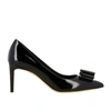 FERRAGAMO PATENT LEATHER PUMPS WITH VARA BOW,11196650