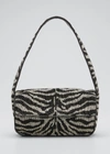 Staud Women's Tommy Zebra-stripe Beaded Shoulder Bag In Black/white