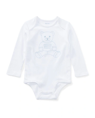 Ralph Lauren Boy's Embroidered Polo Bear Bodysuit - Baby In White