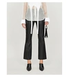 HELMUT LANG CROPPED HIGH-RISE LEATHER FLARED TROUSERS