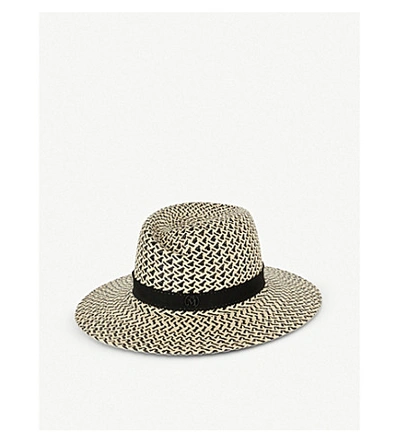 Maison Michel Andre Bicolor Straw Fedora Hat In Multicolor