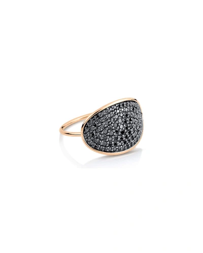 Ginette Ny 18k Gold Black Diamond Large Sequin Ring