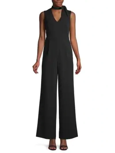 Calvin Klein Tie-neck Wide-leg Jumpsuit In Black