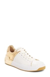 BALMAIN B-COURT METALLIC ACCENT SNEAKER,TN1C328LSBM