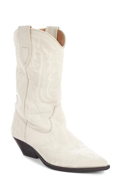 Isabel Marant Duerto Embroidered Leather Boots In White