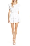 Loveshackfancy Natasha Ruffle Lace-trim Mini Dress In White