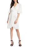 Cupcakes And Cashmere Estrella Dot Print Crinkle Chiffon Dress In Ivory