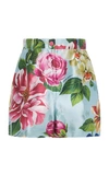 DOLCE & GABBANA FLORAL-PRINT HIGH-RISE SILK SHORTS,766124