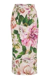 Dolce & Gabbana Floral Print Stretch Silk Charmeuse Pencil Skirt In Floral