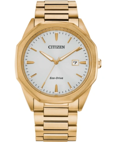Citizen Eco-drive Men's Corso Gold-tone Stainless Steel Bracelet Watch 41mm In White