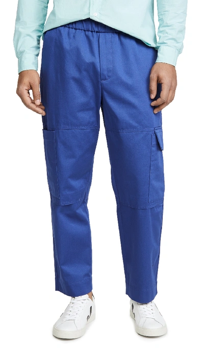 Kenzo Tapered Cropped Cargo Pants In Blu