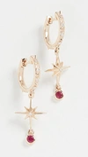 MARLO LAZ 14K LUCKY STAR HOOP EARRINGS