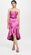 MARCHESA NOTTE STRAPLESS DRAPED SWEETHEART COCKTAIL DRESS