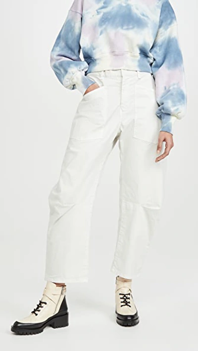 Nili Lotan Shon Cotton-blend Twill Tapered Pants In White