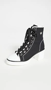 Giuseppe Zanotti High-top Shearling-lined Canvas Block-heel Sneakers In Kana Nero