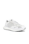 Y-3 Rhisu Run Mesh And Leather Trainers In White & Black & White