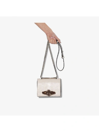 Alexander Mcqueen Butterfly Jewel Leather Bag In White