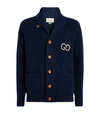 GUCCI WOOL LOGO EMBROIDERED CARDIGAN,14971544