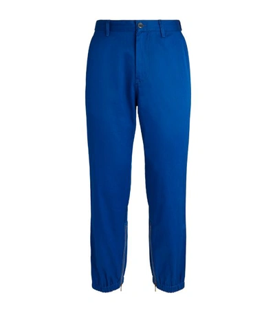 Gucci Side-stripe Cotton-gabardine Chino Trousers In Blue