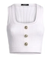 BALMAIN BUTTON-EMBELLISHED CROP TOP,14985188