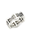 HOORSENBUHS MEN'S HERITAGE BRUTE CLASSIC TRI-LINK STERLING SILVER & DIAMOND RING,400012016469