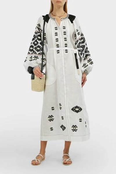 Vita Kin Bodrum Embroidered Linen Dress In White And Black