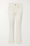 Khaite Vivian Cropped High-rise Bootcut Jeans In Ivory