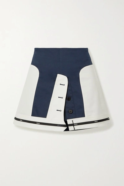 Monse Layered Paneled Cotton-blend Mini Skirt In Midnight Blue