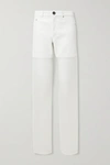 PETER DO PANELED FAUX LEATHER AND ORGANZA STRAIGHT-LEG PANTS