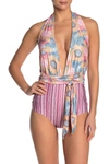 Nicole Miller Convertible One-piece Swimsuit In Floral Stripe
