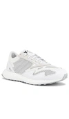 Y-3 Rhisu Run Mesh And Leather Trainers In White & Black & White