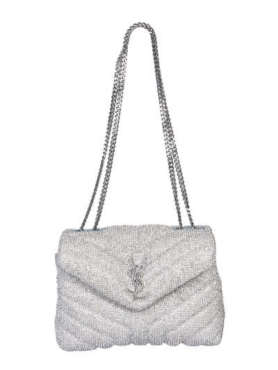 Saint Laurent Small Loulou Bag In Argento