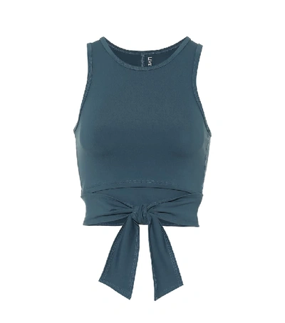 Live The Process Ballet Cropped Tie-detailed Stretch-supplex Top In Blue