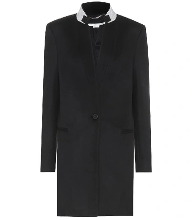 Stella Mccartney Double Face Wool Long Blazer In Black