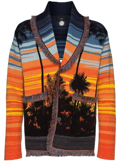 Alanui Sunset Blvd Cardigan In Multicolor Wool In Orange