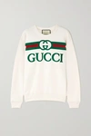 Gucci Oversized Embroidered Cotton-jersey Sweatshirt In Ivory
