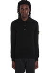 STONE ISLAND POLO IN BLACK WOOL,11203179