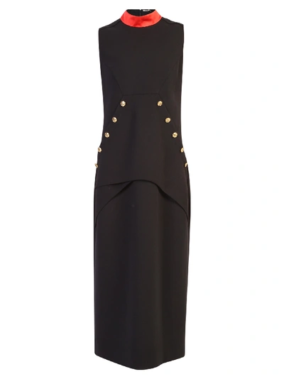Givenchy Button-embellished Wool-crepe Dress In Black