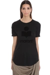 ISABEL MARANT ÉTOILE KOLDI T-SHIRT IN BLACK COTTON AND LINEN,11203006