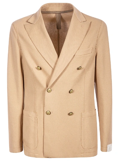 Eleventy Fitted Double Breasted Blazer In Camel